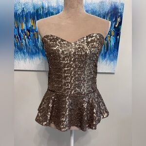 ASOS Peplum Sequence Strapless Top Size 10